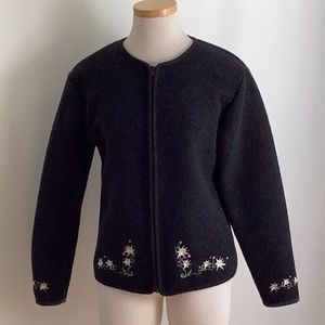 Vintage Coat with Embroidered Flowers